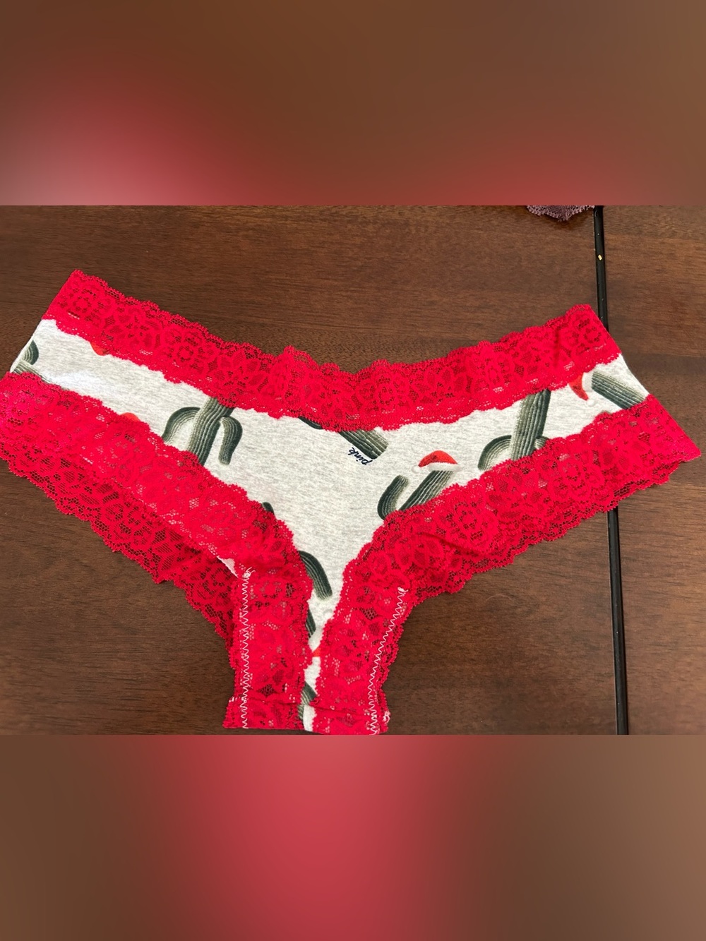 Victoria’s Secret Red Lace-Trim Cactus Print